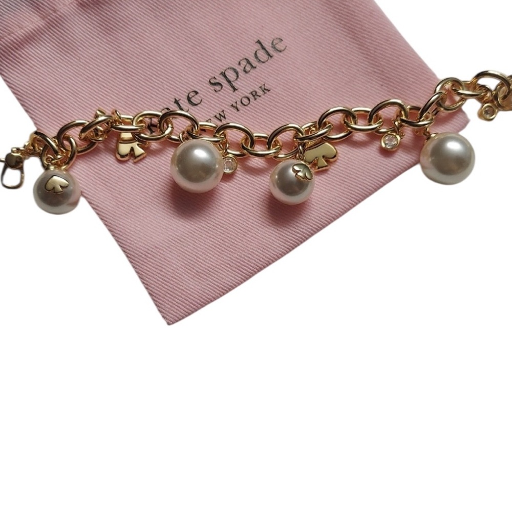 Gold Pearl Charm Bracelet - Women's Jewelry